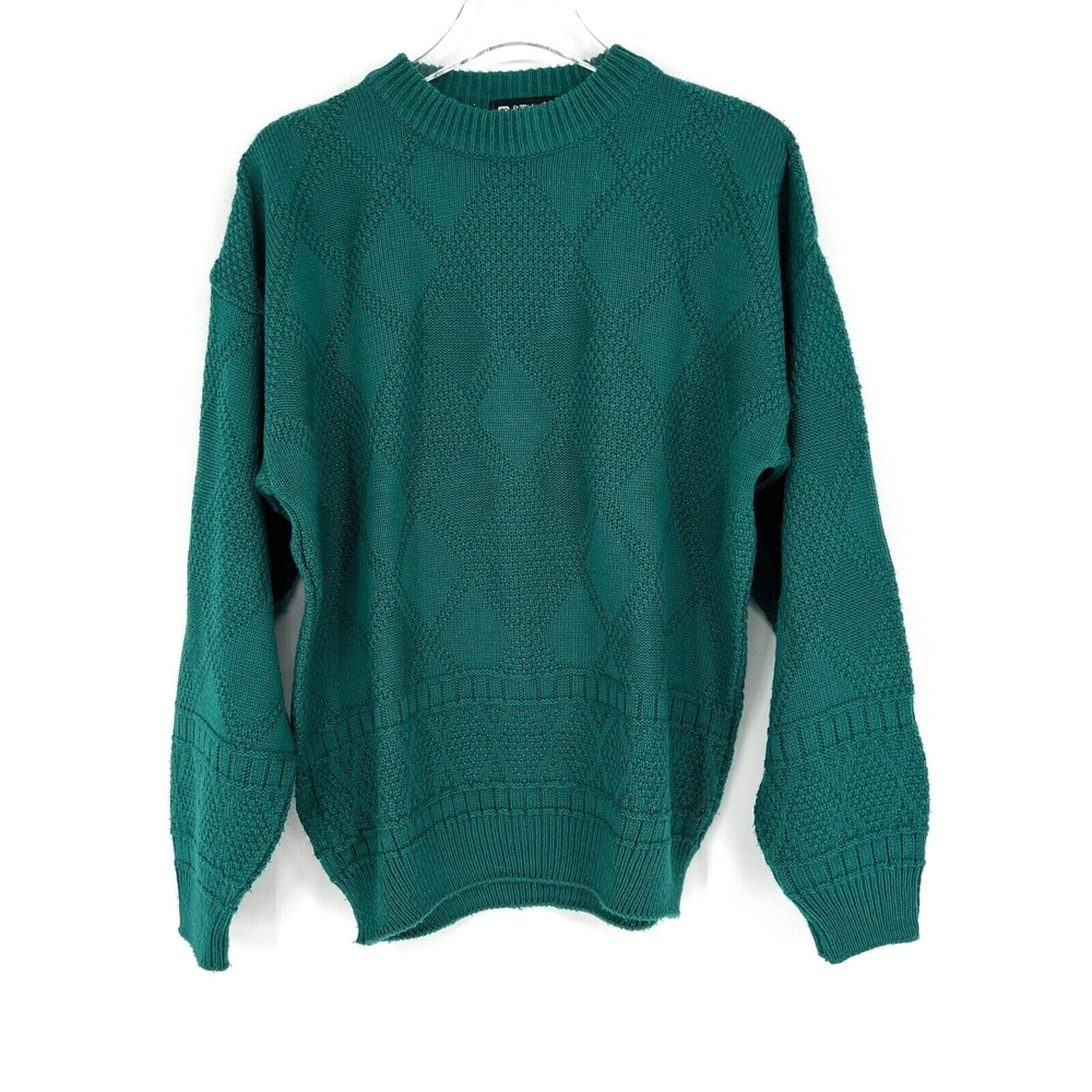 St‎ Michael Sweater Mens L/ 50 VTG Green Diamond Argyle Grandpa Retro